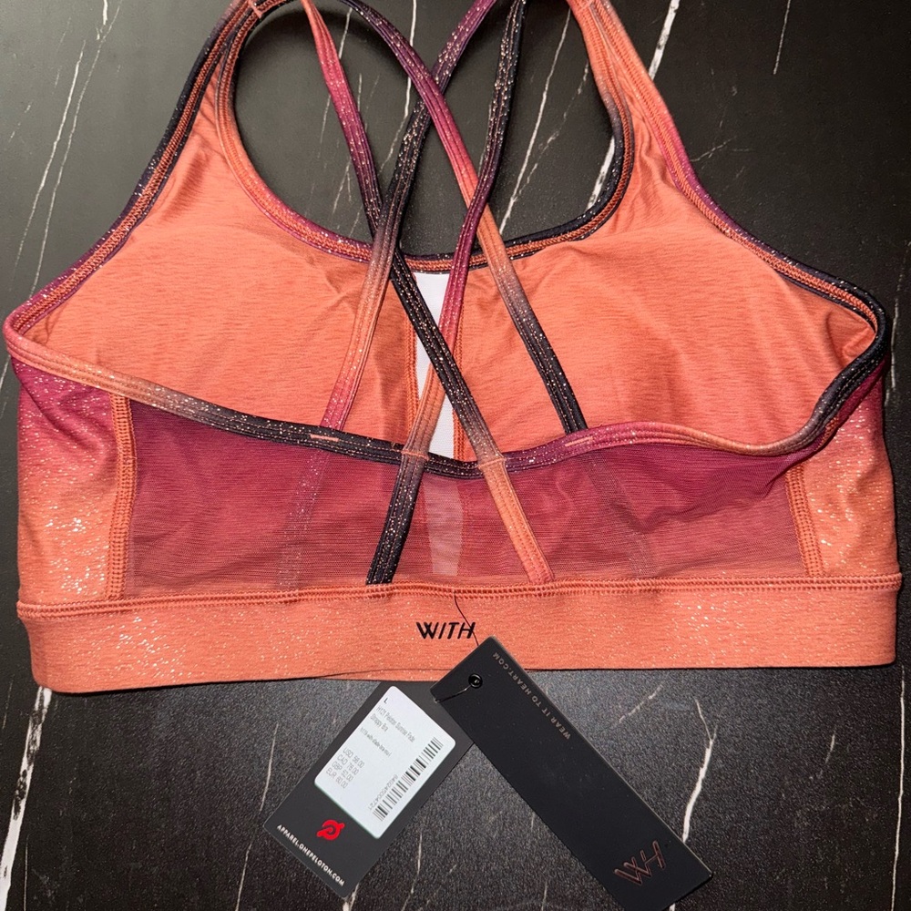 NWT Peloton Women's Shimmer Gradient Sports Bra - Pink and Orange - Picture 2 of 4